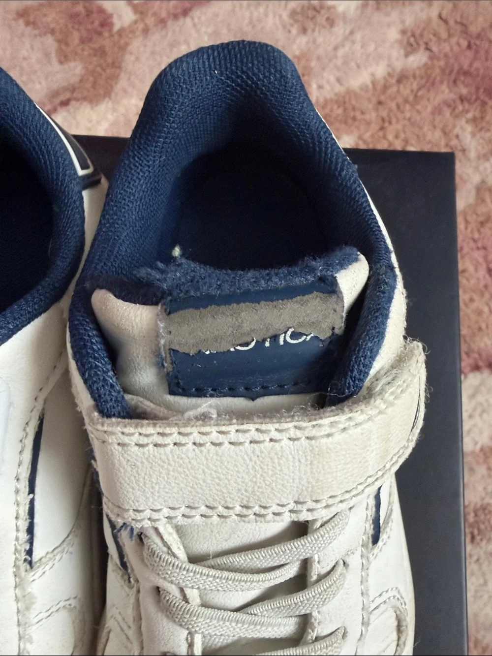 Nautica White and Navy Kids Velcro Tennis Sneaker, Play Shoes